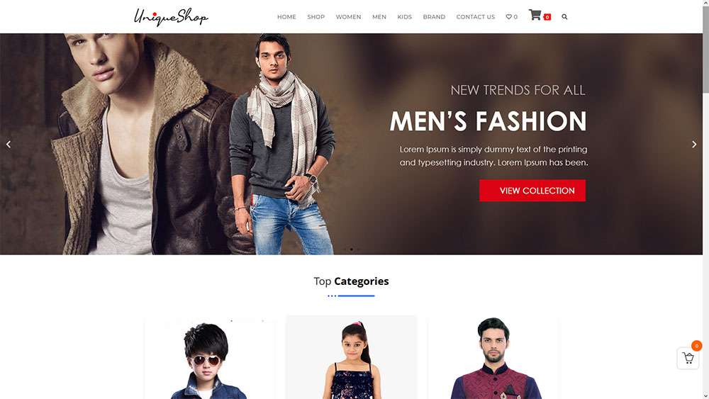 Shopping website theme