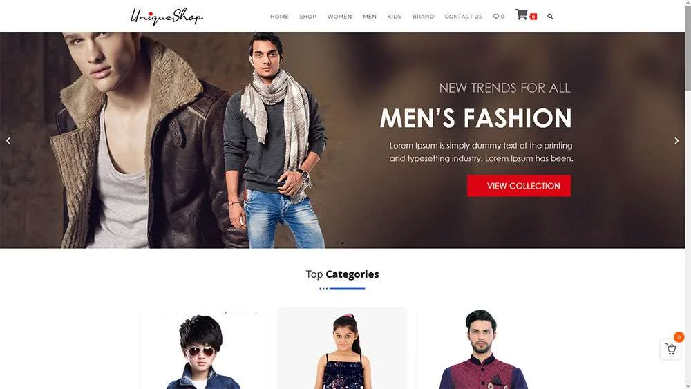 Shopping website theme