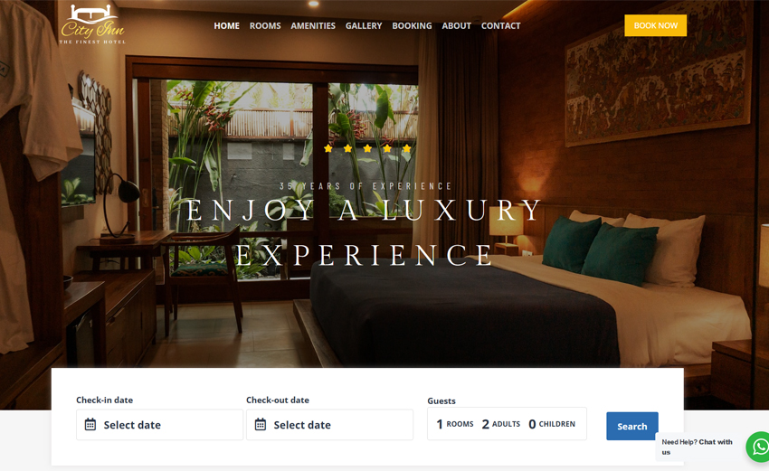 Hotel booking website theme
